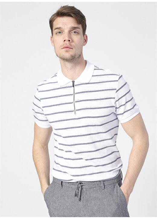 Fabrika Basic Çizgili İndigo Erkek Polo T-Shirt - MICHEAL 3
