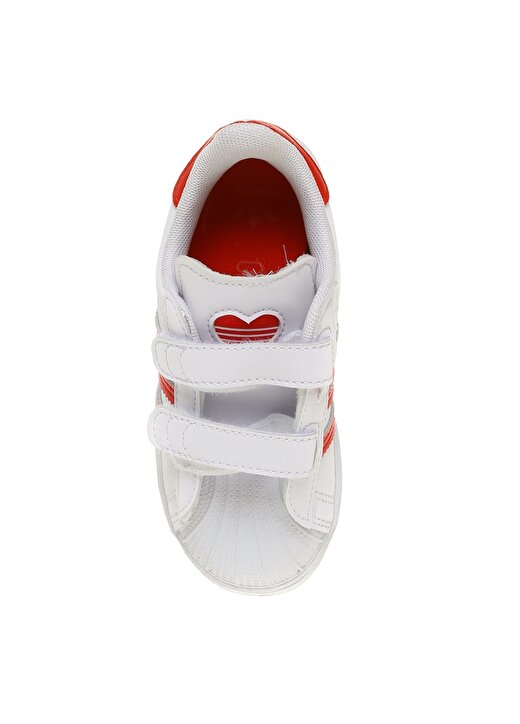 Adidas FZ0644 Superstar CF I Bantlı Beyaz Kırmızı Erkek Çocuk Yürüyüş Ayakkabısı 4