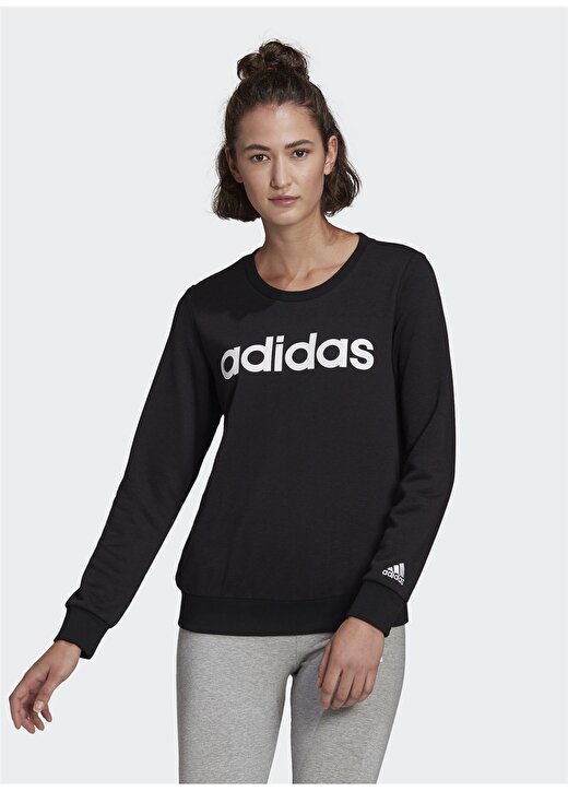 Adidas Gl0718 W Lin Ft Siyah - Beyaz Kadın Sweatshirt 1