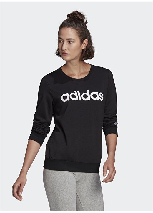 Adidas Gl0718 W Lin Ft Siyah - Beyaz Kadın Sweatshirt 2