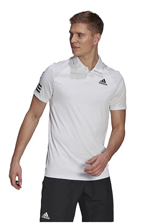 Adidas Polo Yaka Beyaz - Siyah Erkek T-Shirt GL5416 CLUB 3STR P 3