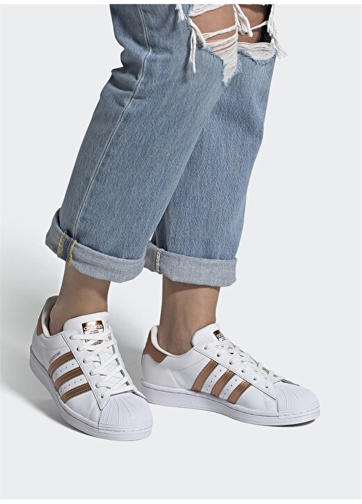 Adidas Fx7484 Superstar W Beyaz - Bakır - Siyah Kadın Lifestyle Ayakkabı 3