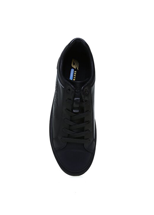 Greyder 14600 Düz Taban Yuvarlak Uç Bağcıklı Deri Siyah Erkek Sneaker 4