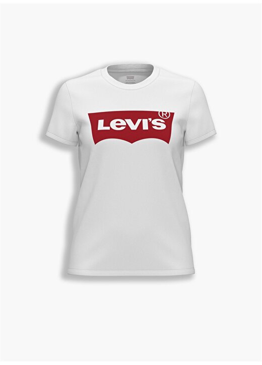 Levis Kadın Bisiklet Yaka Baskılı Beyazt-Shirt 3