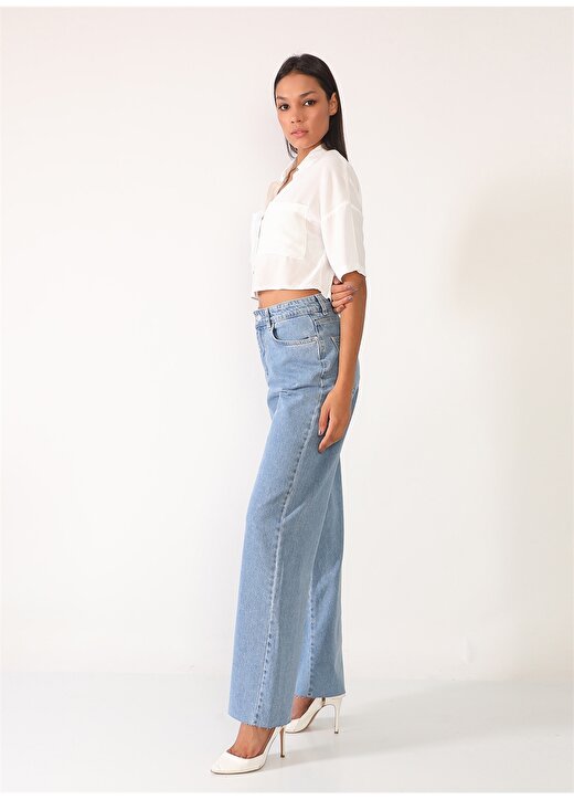 Darkly Jeans Süper Yüksek Bel Straight Açık Mavi Kadın Denim Pantolon 3