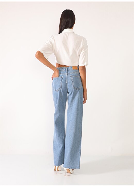 Darkly Jeans Süper Yüksek Bel Straight Açık Mavi Kadın Denim Pantolon 4