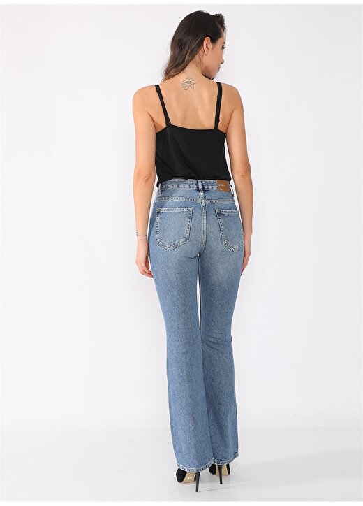 Darkly Jeans Yüksek Bel İspanyol Paça Flare Mavi Kadın Denim Pantolon 90''S Vintage 4