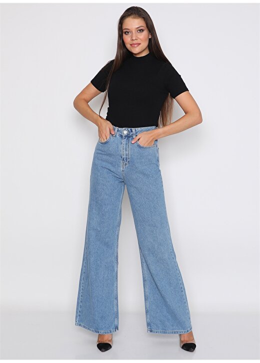 Darkly Jeans Süper Yüksek Bel Rahat Açık Mavi Kadın Denim Pantolon 1