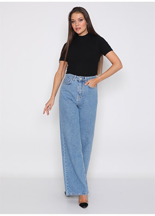 Darkly Jeans Süper Yüksek Bel Rahat Açık Mavi Kadın Denim Pantolon 2