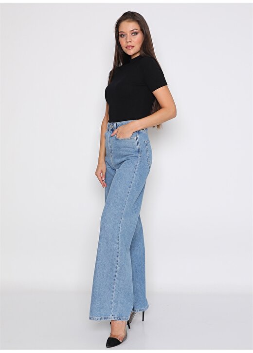Darkly Jeans Süper Yüksek Bel Rahat Açık Mavi Kadın Denim Pantolon 3