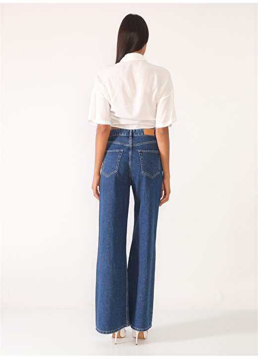 Darkly Jeans Süper Yüksek Bel Regular Fit Koyu Mavi Kadın Denim Pantolon 3