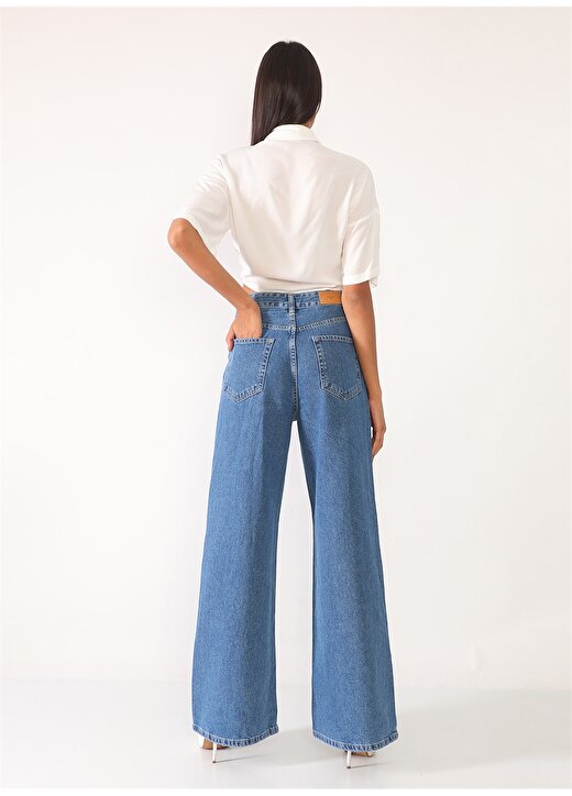 Darkly Jeans Süper Yüksek Bel Regular Fit Mavi Kadın Denim Pantolon 3