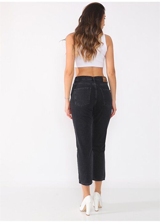 Darkly Jeans Yüksek Bel Vintage Mom Fit Siyah Kadın Denim Pantolon 4