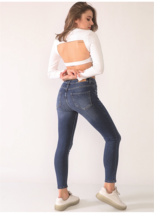 Darkly Jeans Yüksek Bel Skinny Mavi Denim Pantolon 2