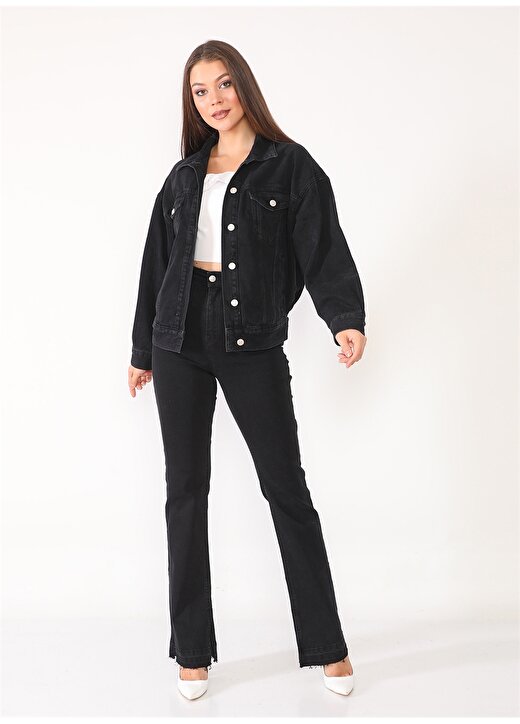 Darkly Jeans Oversized Siyah Kadın Ceket 4