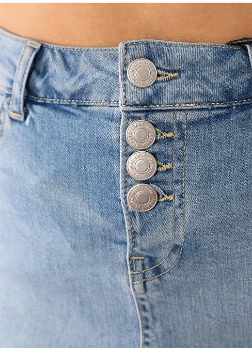 Darkly Jeans Mavi Düğme Detaylı Mini Kot Etek 4