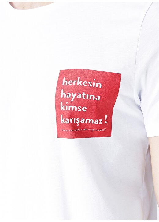 Turkish Dictionary O Yaka Beyaz Erkek T-Shirt 4