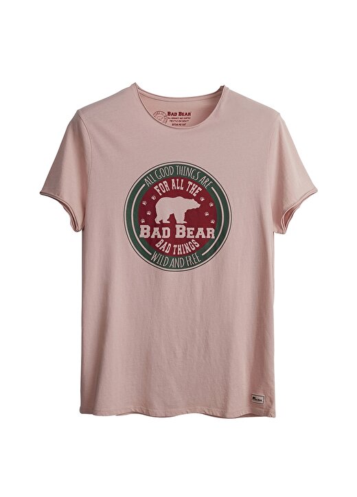 Bad Bear O Yaka Regular Fit Baskılı Erkek Pudra T-Shirt 1
