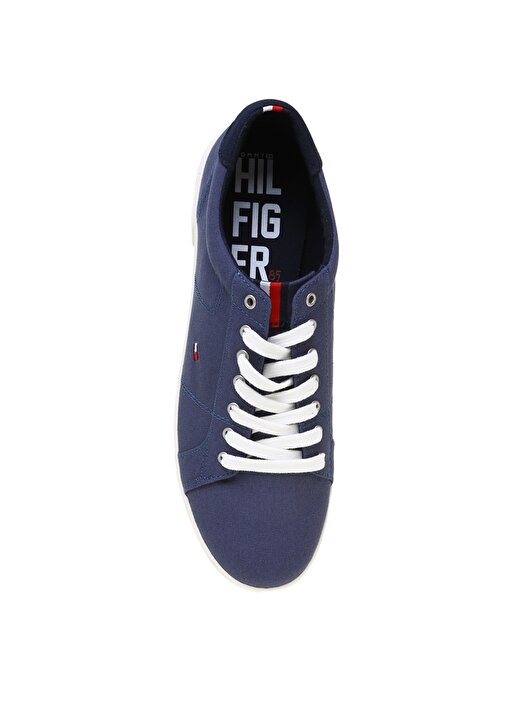 Tommy Hilfiger Erkek Düz Mavi Bağcıklı Sneaker 4
