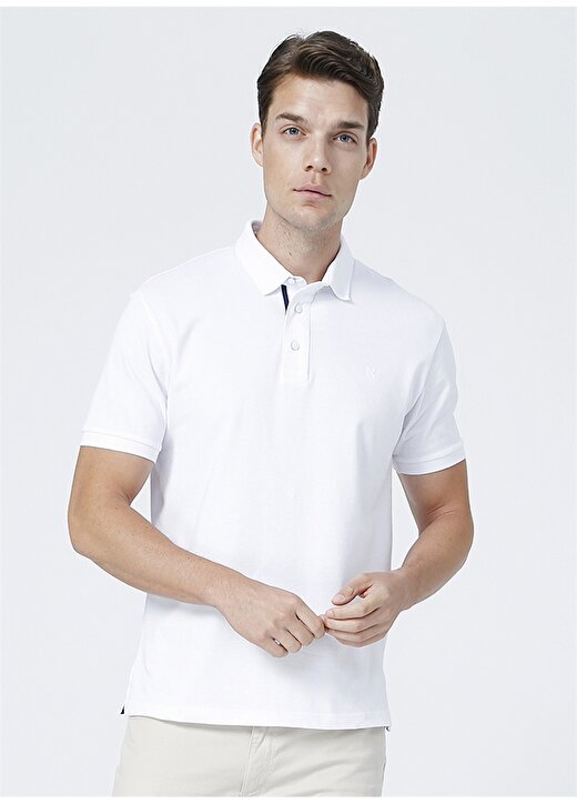 Network Polo Yaka Beyaz Erkek T-Shirt 2