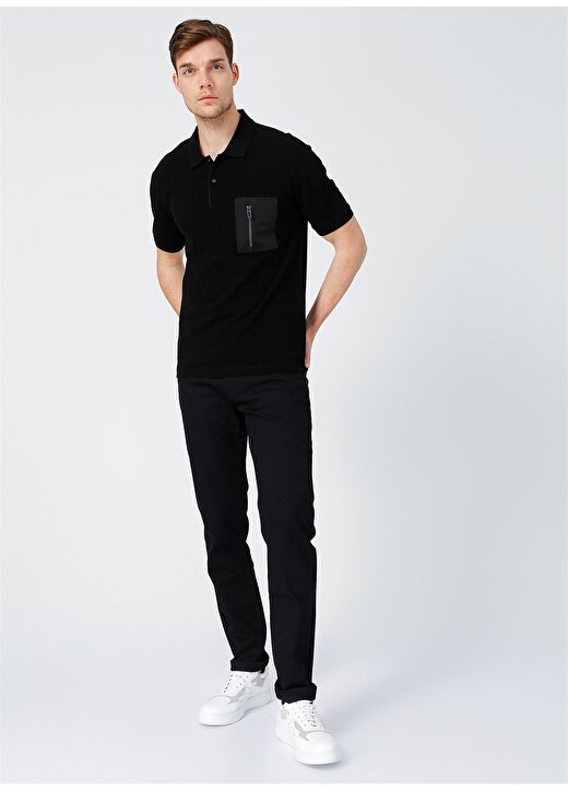 Network Erkek Düz Siyah Slim Fit Polo Yaka T-Shirt 2