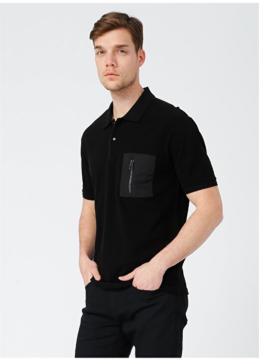 Network Erkek Düz Siyah Slim Fit Polo Yaka T-Shirt 3