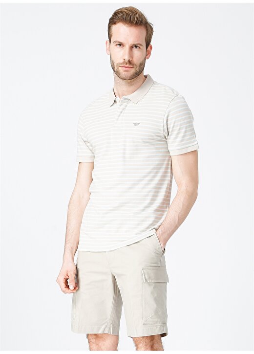 Dockers Yatay Çizgili Beyaz Erkek T-Shirt 2