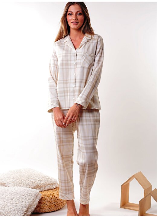 Pamuk&Pamuk W21012 Ekru Kadın Pijama Takımı 1