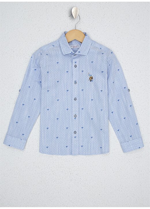 U.S. Polo Assn. Gömlek Comfort Fit Desenli Mavi Erkek Çocuk Gömlek 1