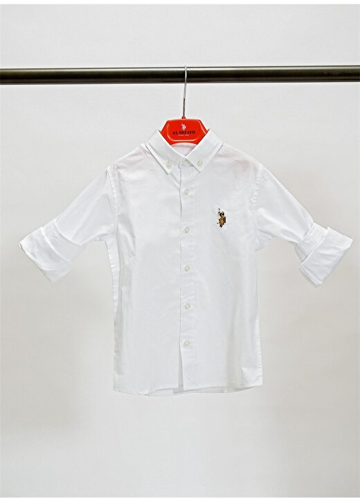 U.S. Polo Assn. Desenli Beyaz Erkek Çocuk Gömlek CEDCOLORKIDS021Y-VR013 1