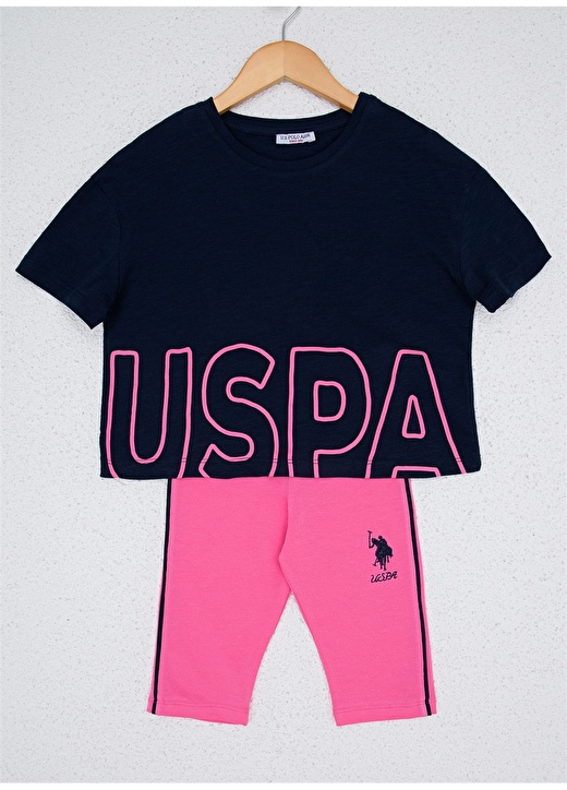 U.S. Polo Assn. Kız Çocuk Lacivert Pembe Pijama Takımı 1