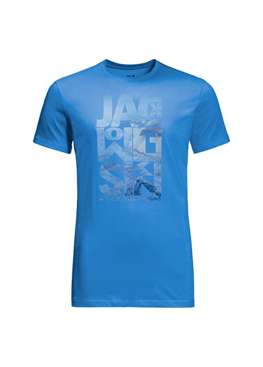 Jack Wolfskin Atlantic Ocean T M Bisiklet Yaka Baskılı Kısa Kol Mavi Erkek T-Shirt 3