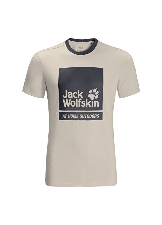 Jack Wolfskin Bisiklet Yaka Kısa Kollu Baskılı Bej Erkek T-Shirt 3