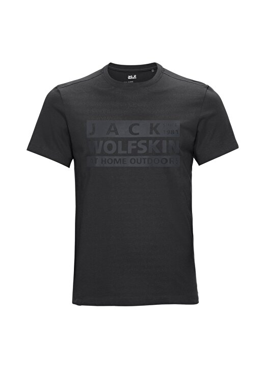 Jack Wolfskin Bisiklet Yaka Kısa Kollu Baskılı Siyah Erkek T-Shirt 3