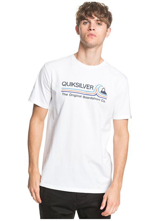 Quiksilver Bisiklet Yaka Kısa Kol Normal Kalıp Baskılı Beyaz Erkek T-Shirt 3