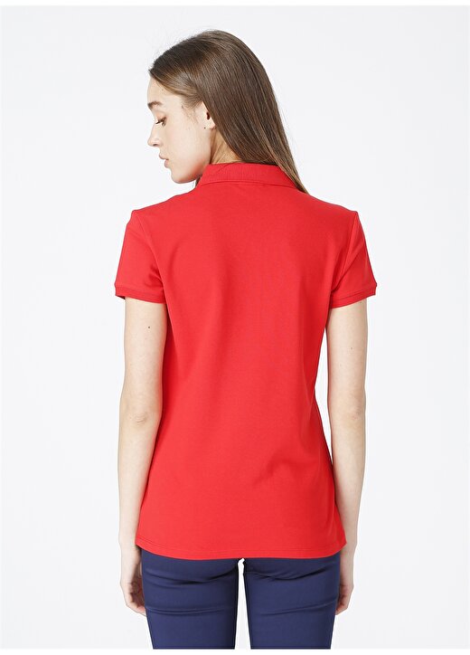 U.S. Polo Assn. Polo Yaka Düz Açık Kırmızı Kadın T-Shirt GTP-IY021 4