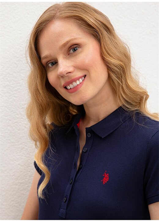 U.S. Polo Assn. Polo Yaka Düz Lacivert Kadın T-Shirt GTP-IY021 3