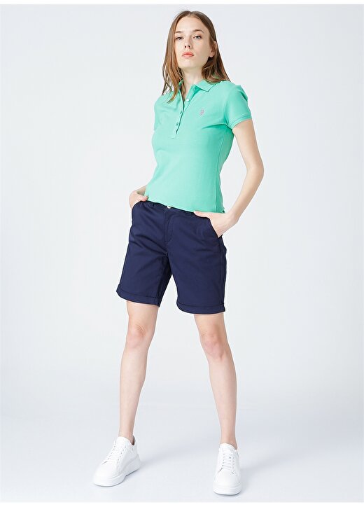 U.S. Polo Assn. Polo Yaka Düz Yeşil Kadın T-Shirt GTP-IY021 2