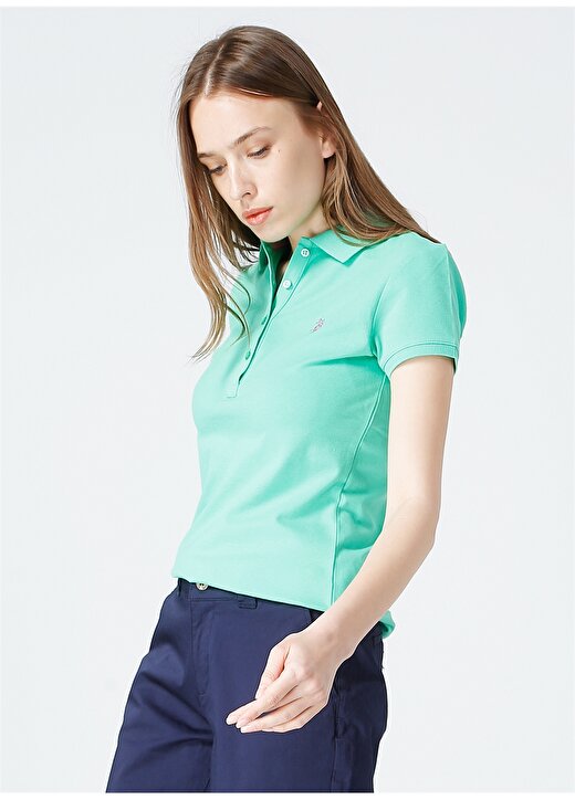 U.S. Polo Assn. Polo Yaka Düz Yeşil Kadın T-Shirt GTP-IY021 3