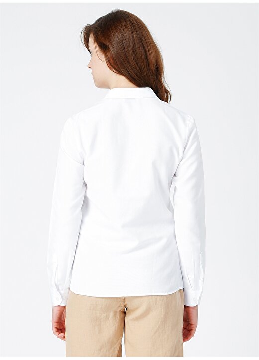 U.S. Polo Assn. Beyaz Slim Fit Kadın Gömlek 4