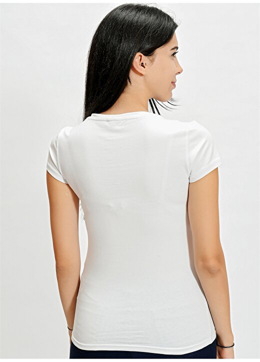 U.S. Polo Assn. Tv0121 V Yaka Extra Slim Düz Beyaz Kadın T-Shirt 2