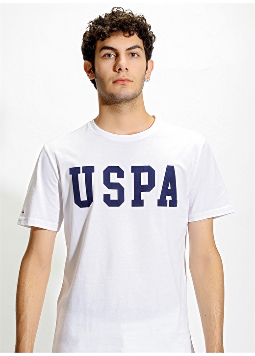 U.S. Polo Assn. Erkek Beyaz Bisiklet Yaka T-Shirt 1