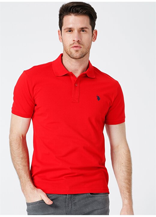 U.S. Polo Assn. Polo Yaka Düz Kırmızı Erkek Polo T-Shirt GTP04IY021 1
