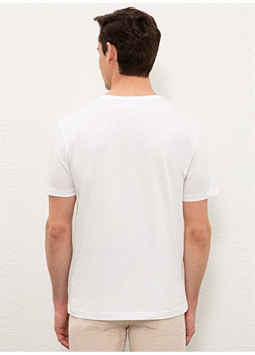 U.S. Polo Assn. Erkek Beyaz Bisiklet Yaka T-Shirt 3