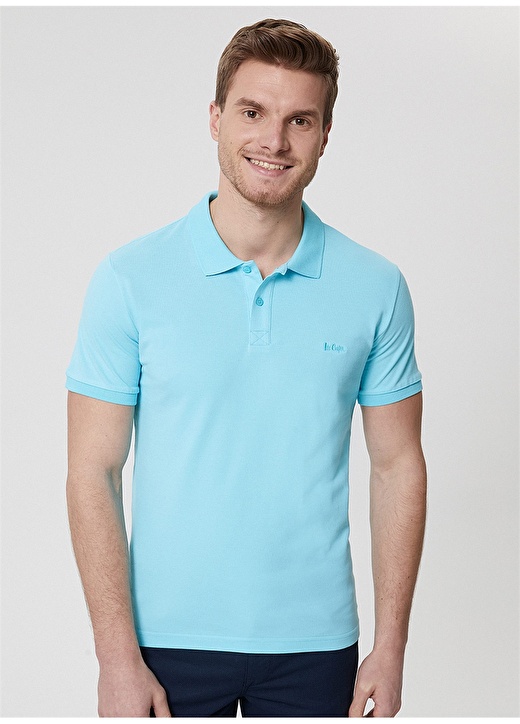 Lee Cooper Düz Turkuaz Erkek Polo T-Shirt 212 LCM 242044 TWINS TURKUAZ POLO 2