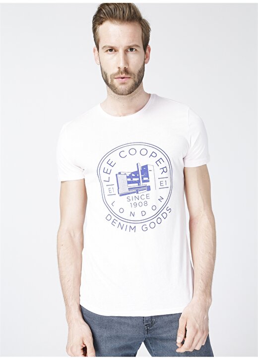 Lee Cooper O Yaka Pembe Baskılı Erkek T-Shirt 1