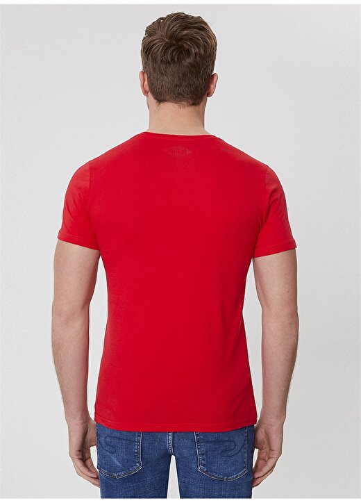 Lee Cooper Erkek Kırmızı Baskılı Bisiklet Yaka T-Shirt 4