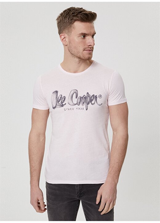 Lee Cooper Erkek Pembe Bisiklet Yaka T-Shirt 2