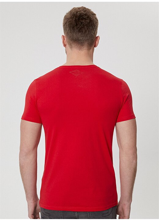 Lee Cooper O Yaka Kısa Kollu Siyah Yazı Baskılı Kırmızı Erkek T-Shirt 3