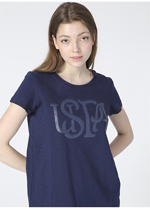 U.S. Polo Assn. Kadın Bisiklet Yaka Lacivert T-Shirt 3